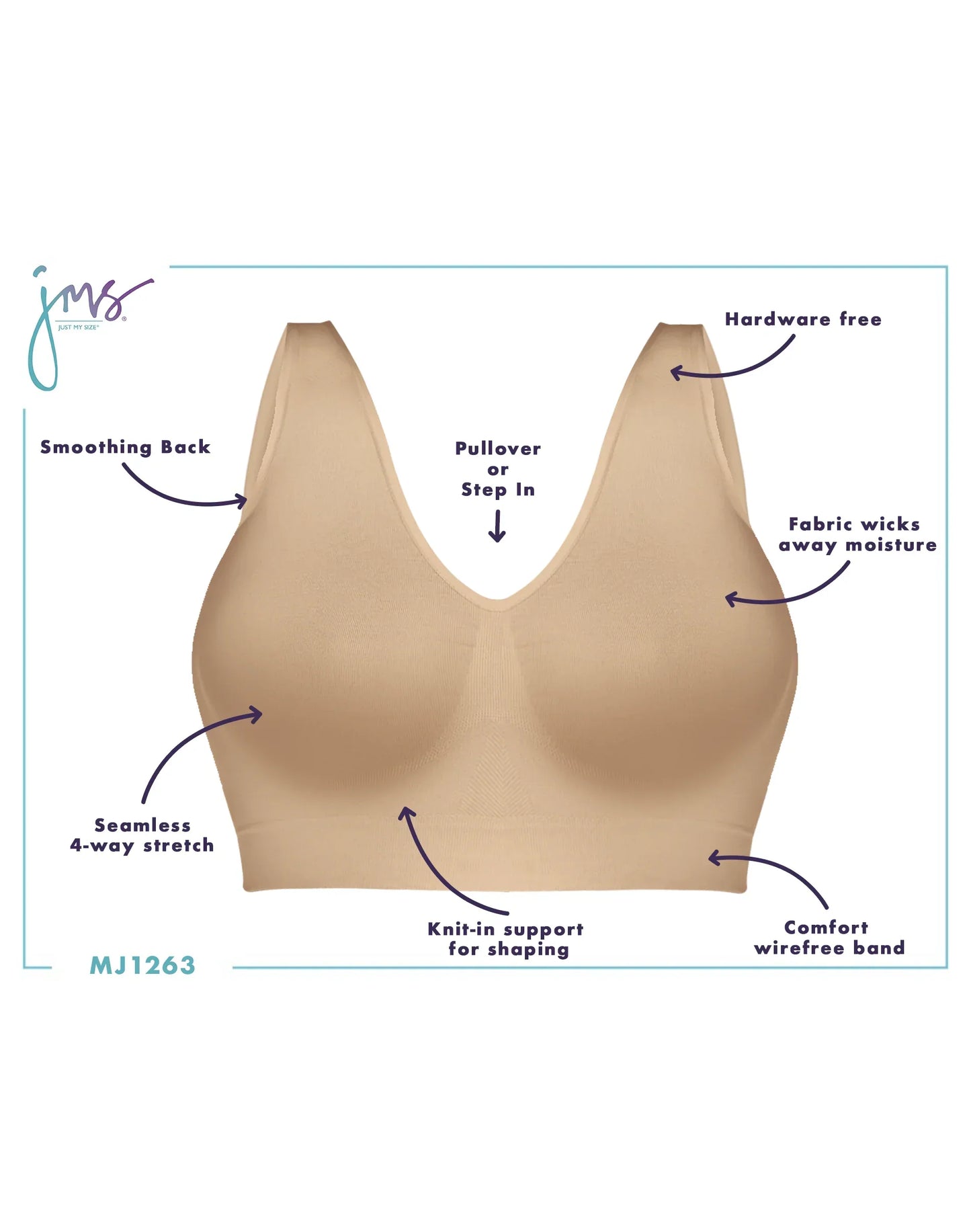 Hanes Just My Size Women's Pure Comfort Seamless Bralette (Plus Size)