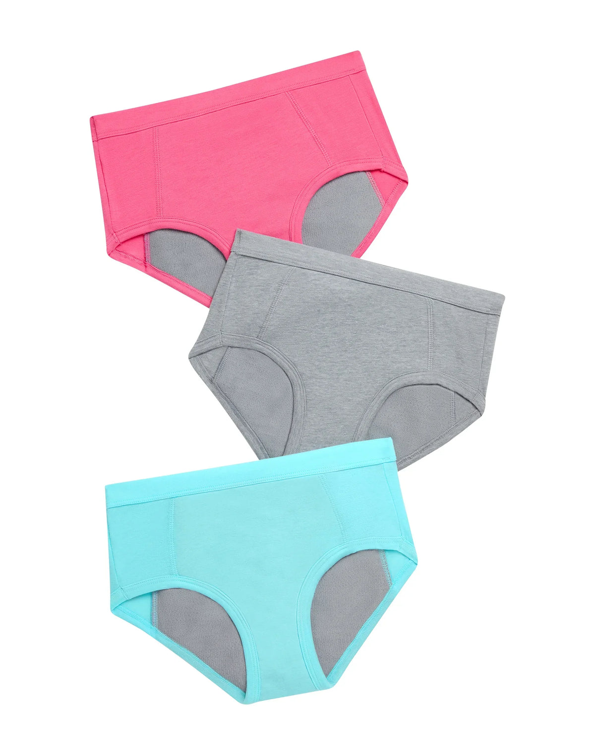 Hanes Confident Nights Girls' Heavy Absorbency Underwear Briefs, 3-Pack, Pink/Aqua/Multi