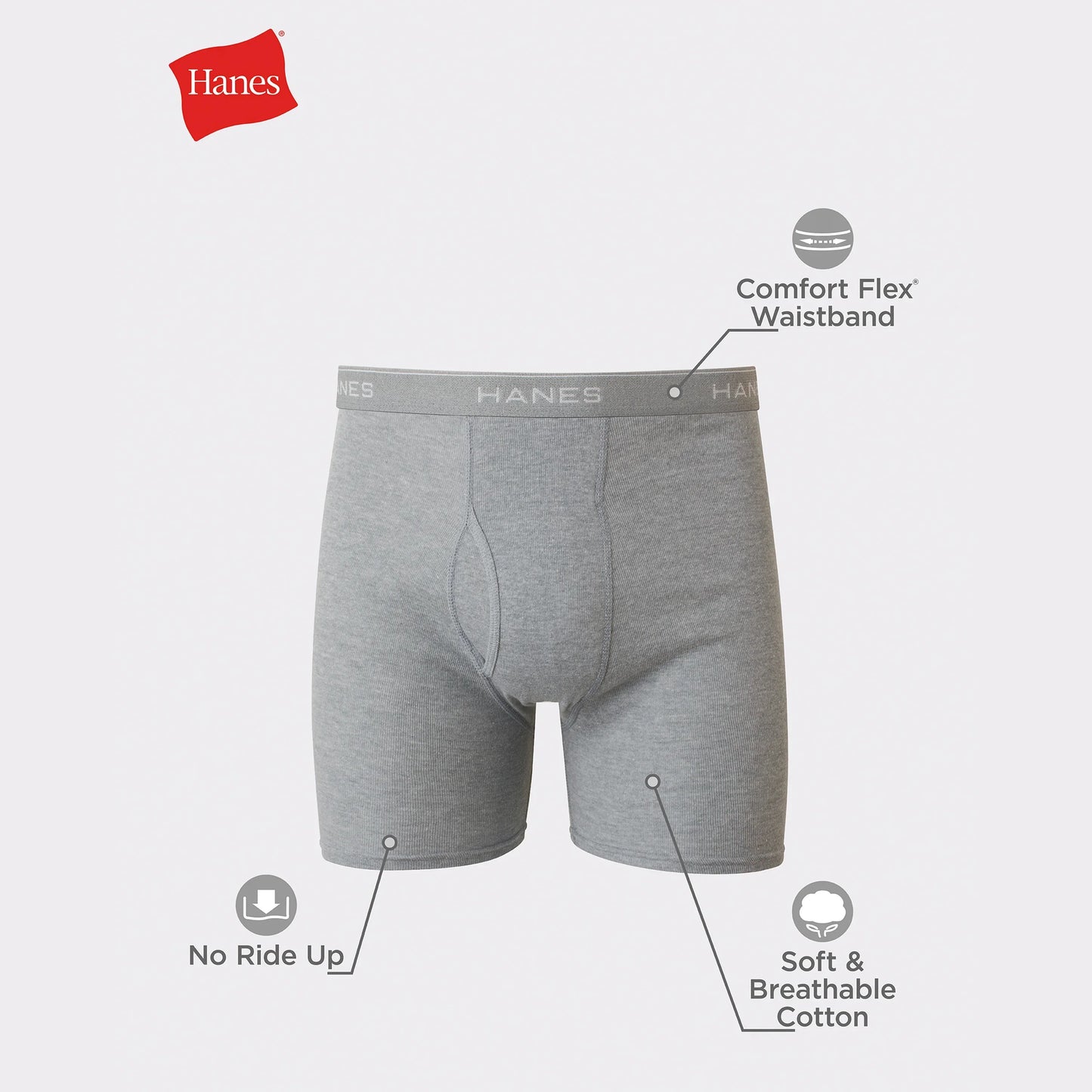 Hanes ComfortSoft Men's Cotton Boxer Brief Underwear, Moisture Wicking, 6-Pack