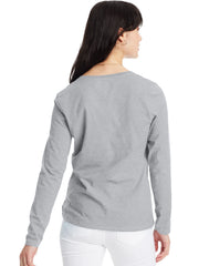 Hanes Women's Long Sleeve Cotton V-Neck T-Shirt