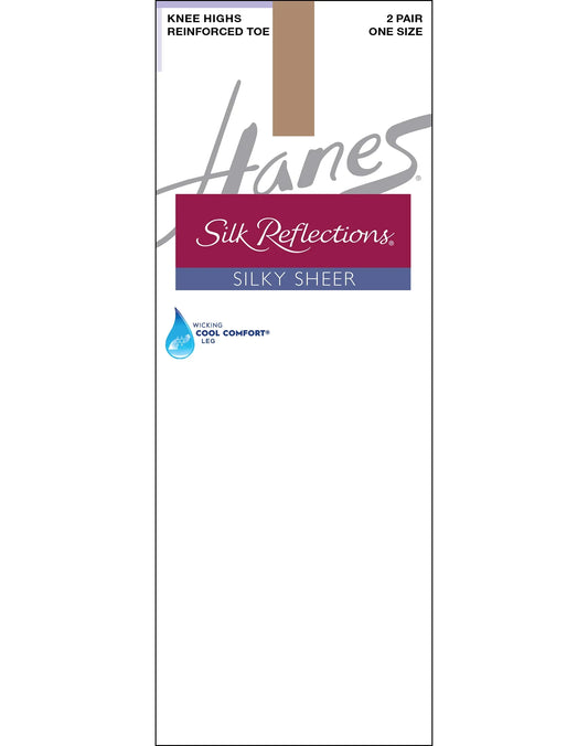 Hanes Silk Reflections Silky Sheer Knee Highs with Reinforced Toe, 2-Pairs