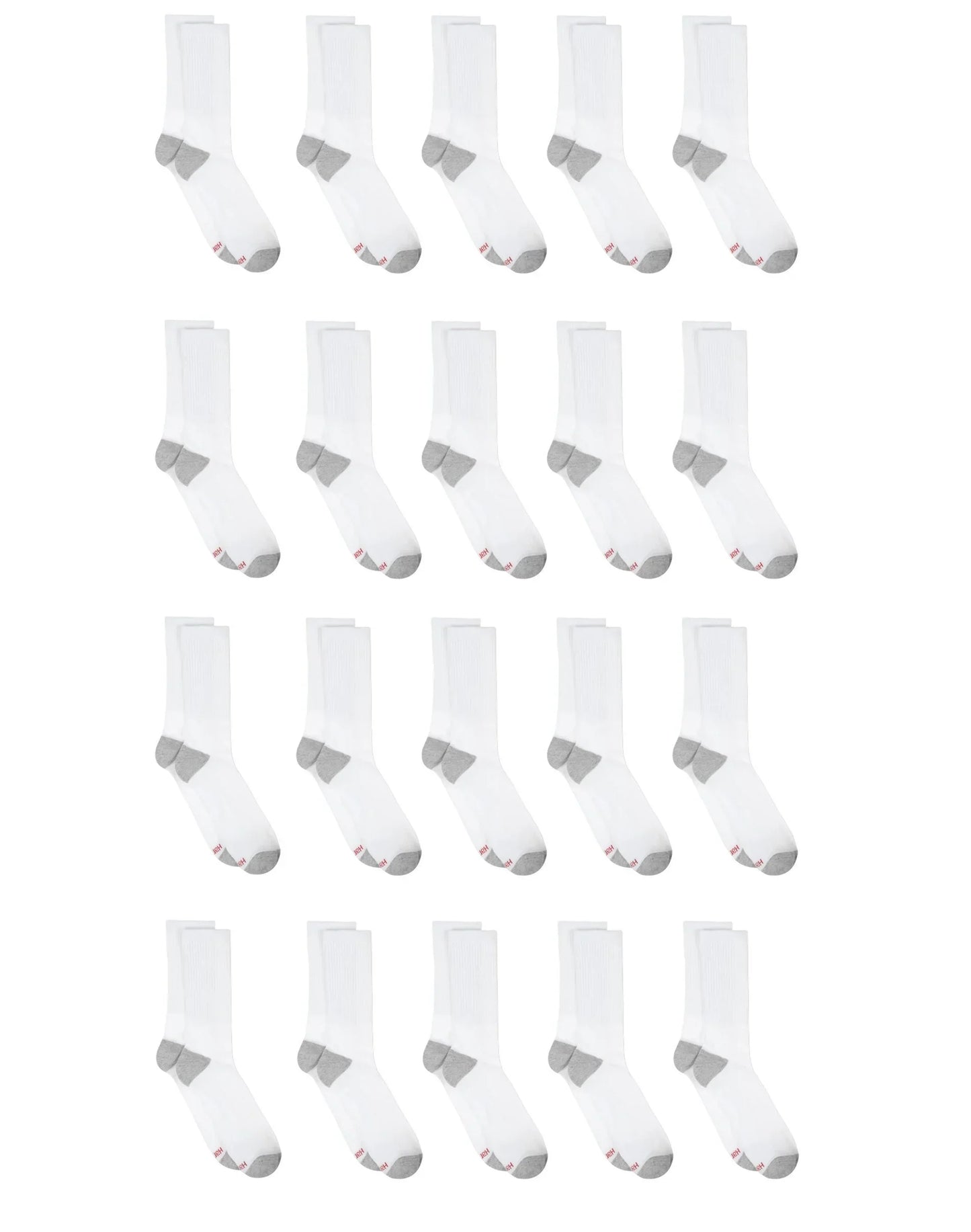 Hanes Men&rsquo;s Cushioned Crew Socks Pack, 20 Pairs, Lightweight, Moisture Wicking