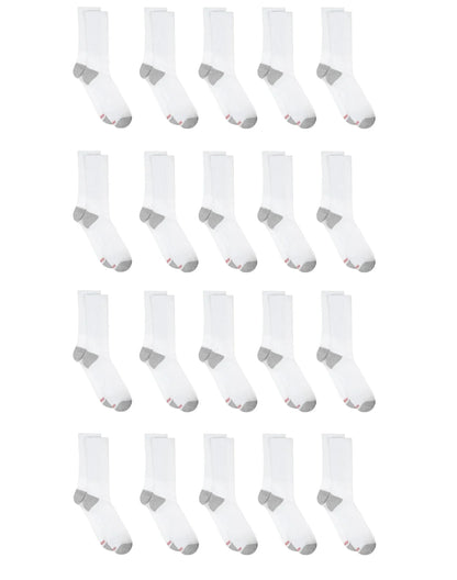 Hanes Men&rsquo;s Cushioned Crew Socks Pack, 20 Pairs, Lightweight, Moisture Wicking