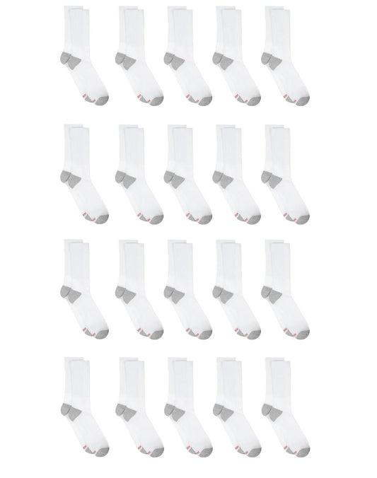 Hanes Men&rsquo;s Cushioned Crew Socks Pack, 20 Pairs, Lightweight, Moisture Wicking