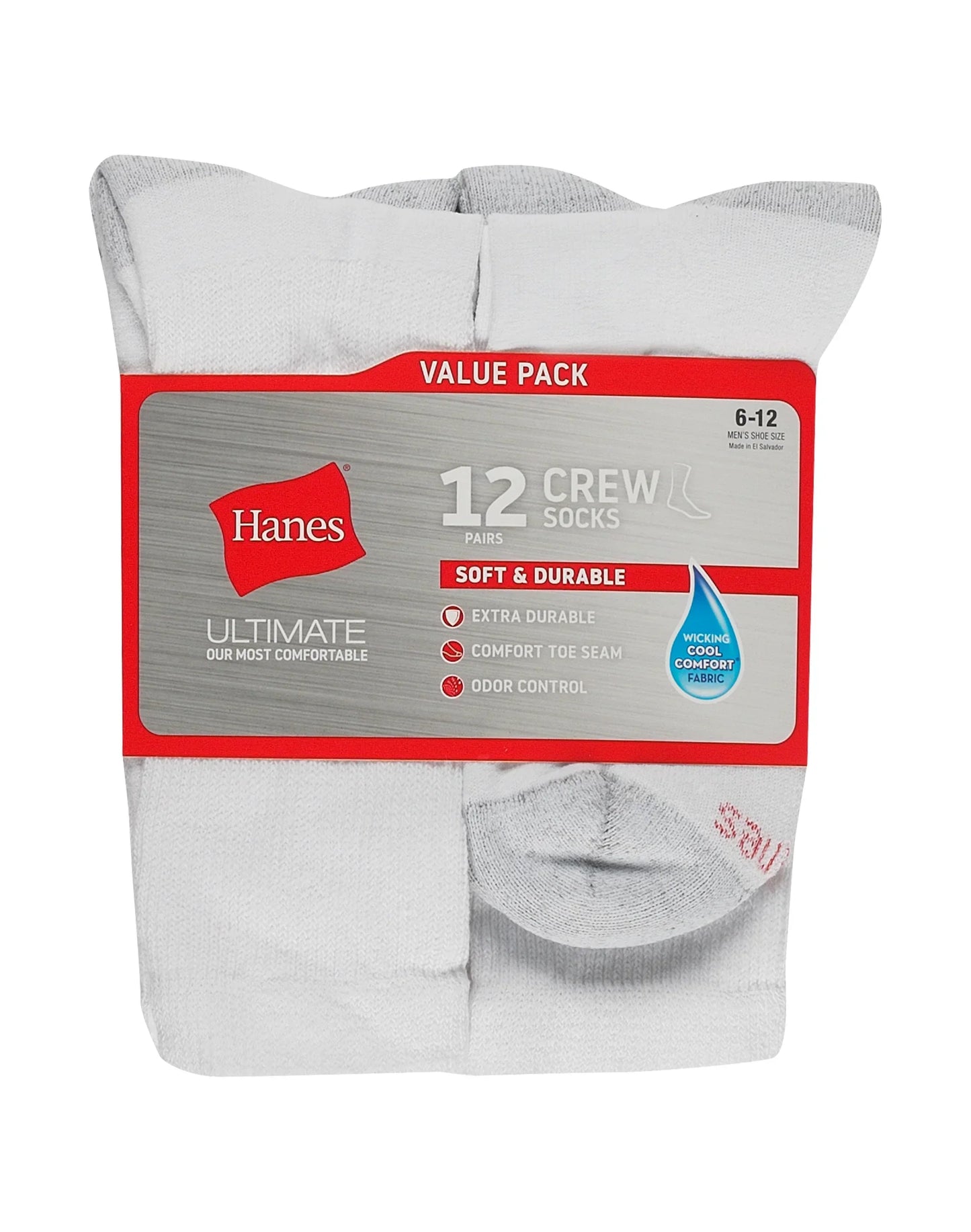 Hanes Ultimate Men's Crew Socks, 12-Pairs