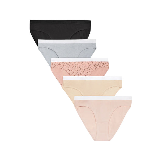 Hanes Originals Girls' Tween Bikini Underwear, Assorted, 5-Pack