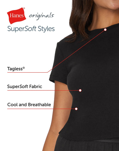 Hanes Originals Women's Supersoft Comfywear Rib Baby Doll Tee