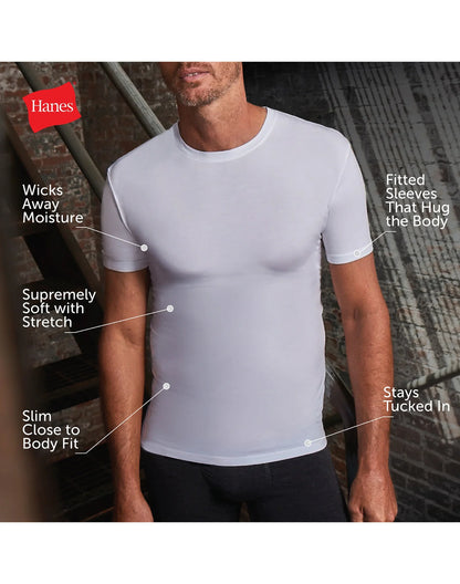 Hanes Perfect Flex Men's Tee, Black Crewneck Undershirt, 1-Pack