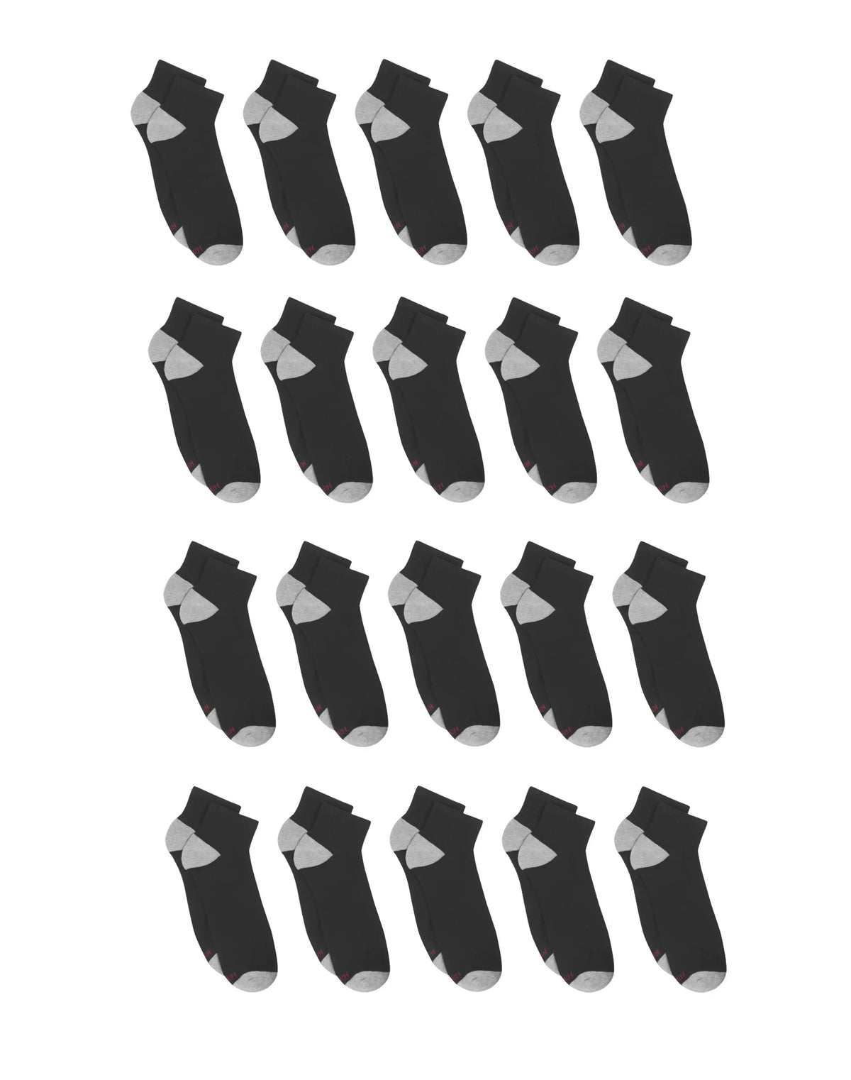 Hanes Men&rsquo;s Cushioned Ankle Socks Pack, 20 Pairs, Moisture Wicking
