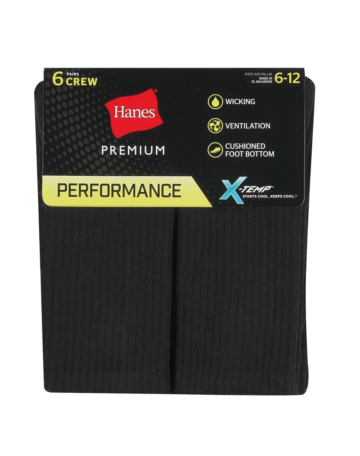 Hanes Men's Performance Cushioned Crew Socks,  6-Pack