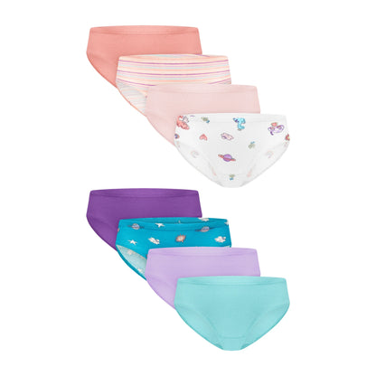 Hanes Pure Comfort Toddler Girls' Underwear Briefs, 8-Pack. Organic Cotton, Prints