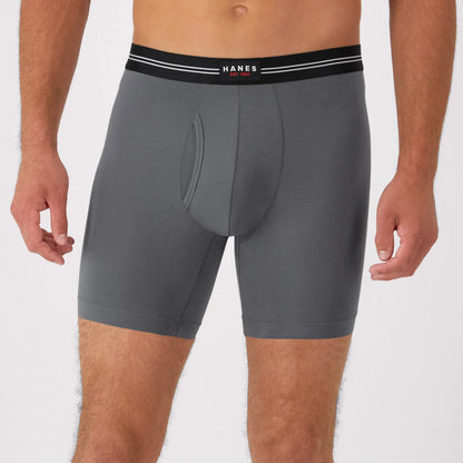 Hanes Perfect Flex Men's Boxer Brief Underwear, Lightweight &amp; Breathable, Grey, 1-Pack