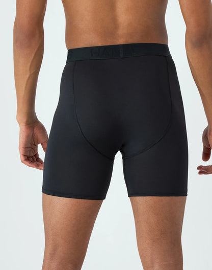 Hanes Ultimate Comfort Sport Men's Performance Stretch Boxer Brief Underwear, Black/Red/Sandalwood, 4-Pack