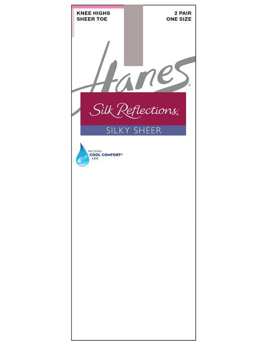 Hanes Silk Reflections Silky Sheer Knee Highs, Sheer Toe, 2-Pairs