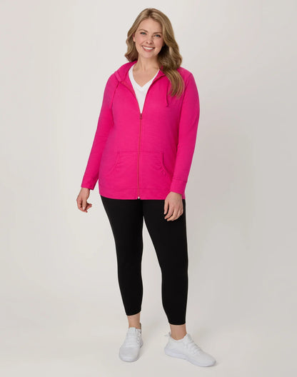 Hanes Women's Slub Jersey Full Zip Hoodie