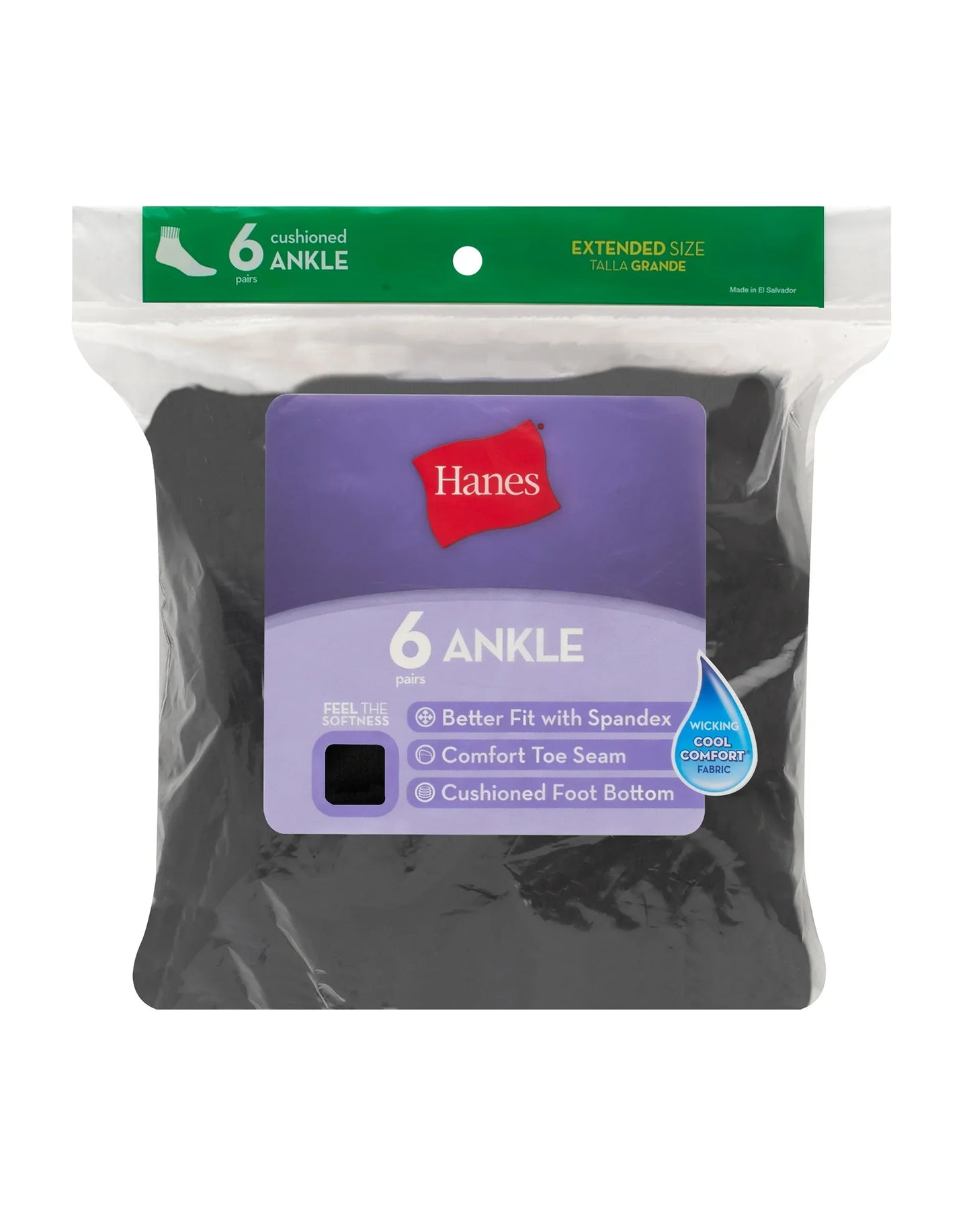 Hanes Women's Ankle Socks, Moisture-Wicking, 6-Pairs