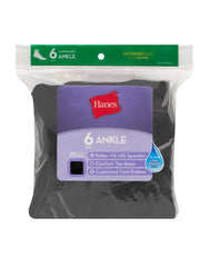 Hanes Women's Ankle Socks, Moisture-Wicking, 6-Pairs