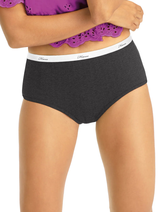 Hanes Women's Ribbed Cotton Briefs 6-Pack