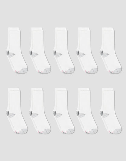 Hanes Women's Athletic Crew Socks, Full Sole Cushion, 10-Pairs