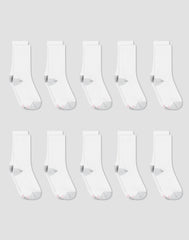 Hanes Women's Athletic Crew Socks, Full Sole Cushion, 10-Pairs