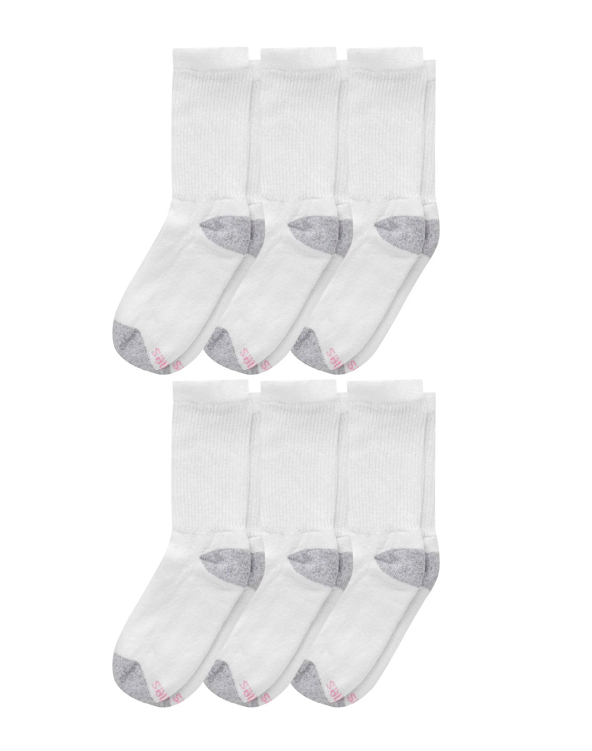 Hanes Women's Crew Socks, Moisture-Wicking, Extended Sizes 8-12, 6-Pairs