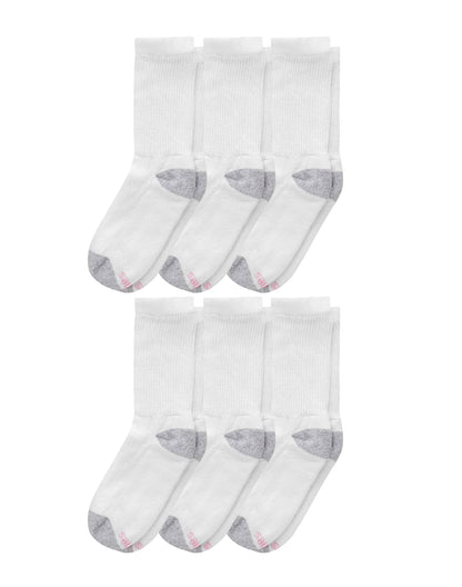 Hanes Women's Crew Socks, Moisture-Wicking, Extended Sizes 8-12, 6-Pairs