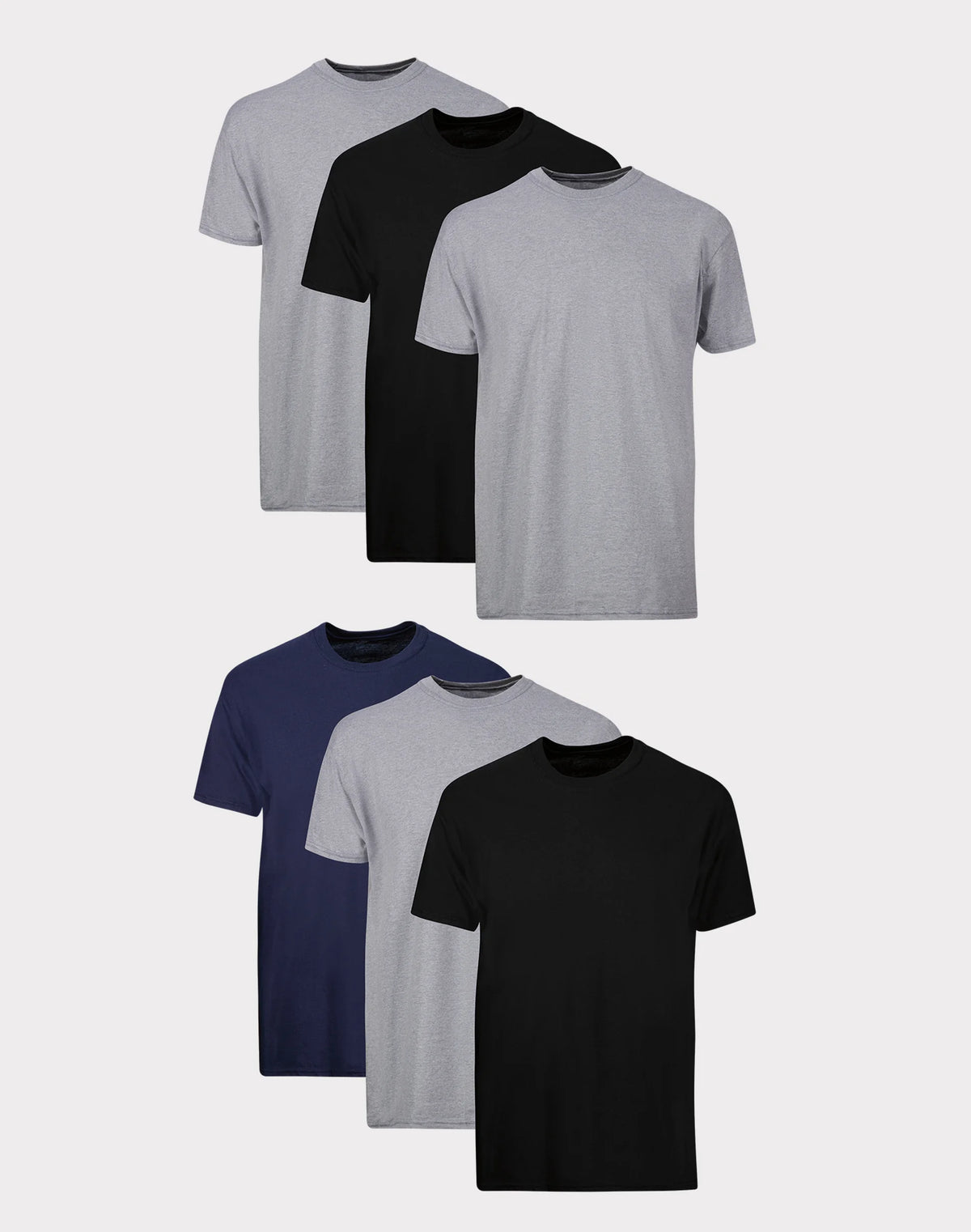 Hanes Men's T-Shirt Pack, Moisture-Wicking Stay-Tucked Undershirts, Black/Grey/Blue, 6-Pack