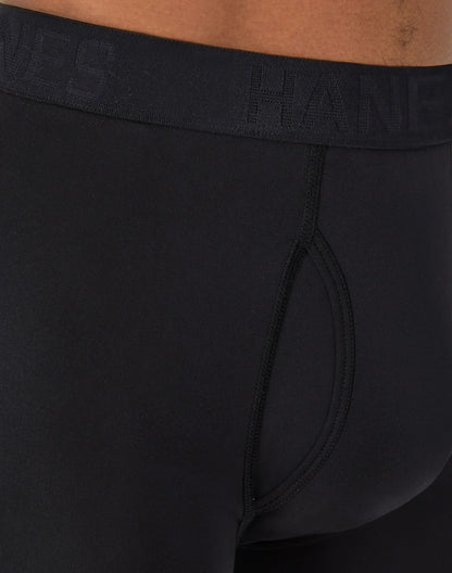 Hanes Ultimate Comfort Sport Men's Performance Stretch Boxer Brief Underwear, Black, 4-Pack