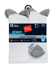 Hanes X-Temp Men's Lightweight Crew Socks, Shoe Sizes 6-12, 12-Pairs