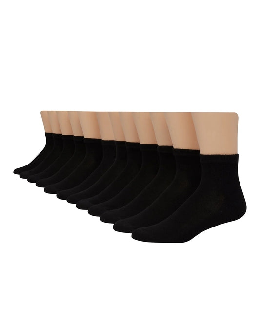 Hanes Double Tough Men's Ankle Socks, Shoe Sizes 12-14, 12-Pairs