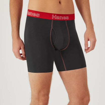 Hanes Men's Stretch Cotton Boxer Brief Underwear, Comfort Flex Fit, 6-Pack
