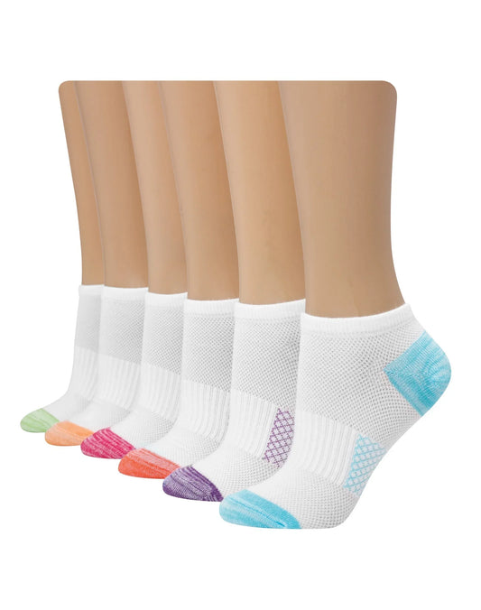 Hanes X-Temp Women's No Show Socks, Extended Sizes, 6-Pairs