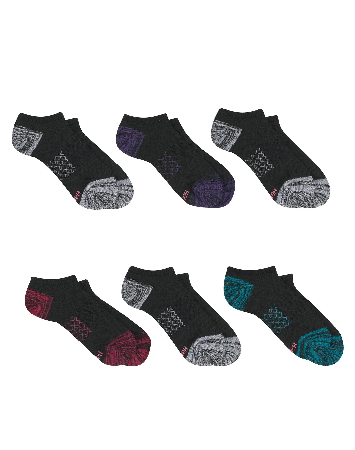 Hanes X-Temp Women's No Show Socks, Extended Sizes, 6-Pairs