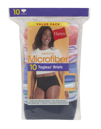 Hanes Women's Brief Underwear, Moisture-Wicking, 10-Pack