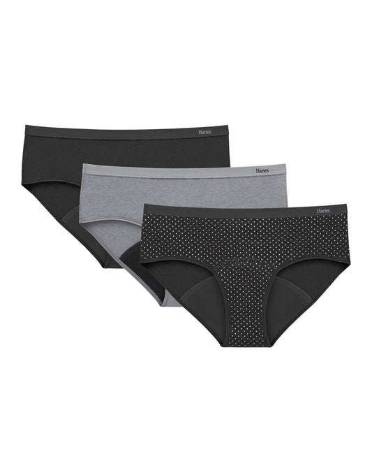 Hanes Comfort, Period. Hipster Period Underwear, Super Leaks, 3-Pack
