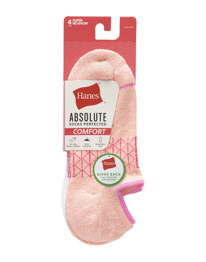 Hanes Absolute Comfort Women's Super No Show Socks Pack, 4-Pairs