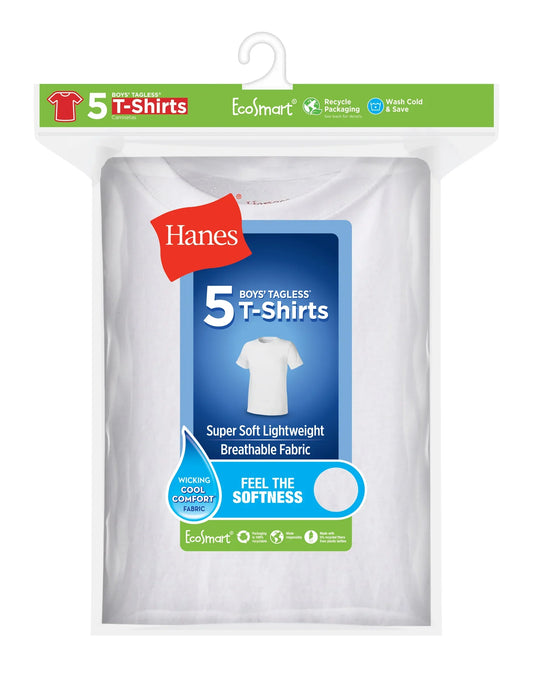 Hanes EcoSmart Boys' Crewneck Undershirt, 5-Pack