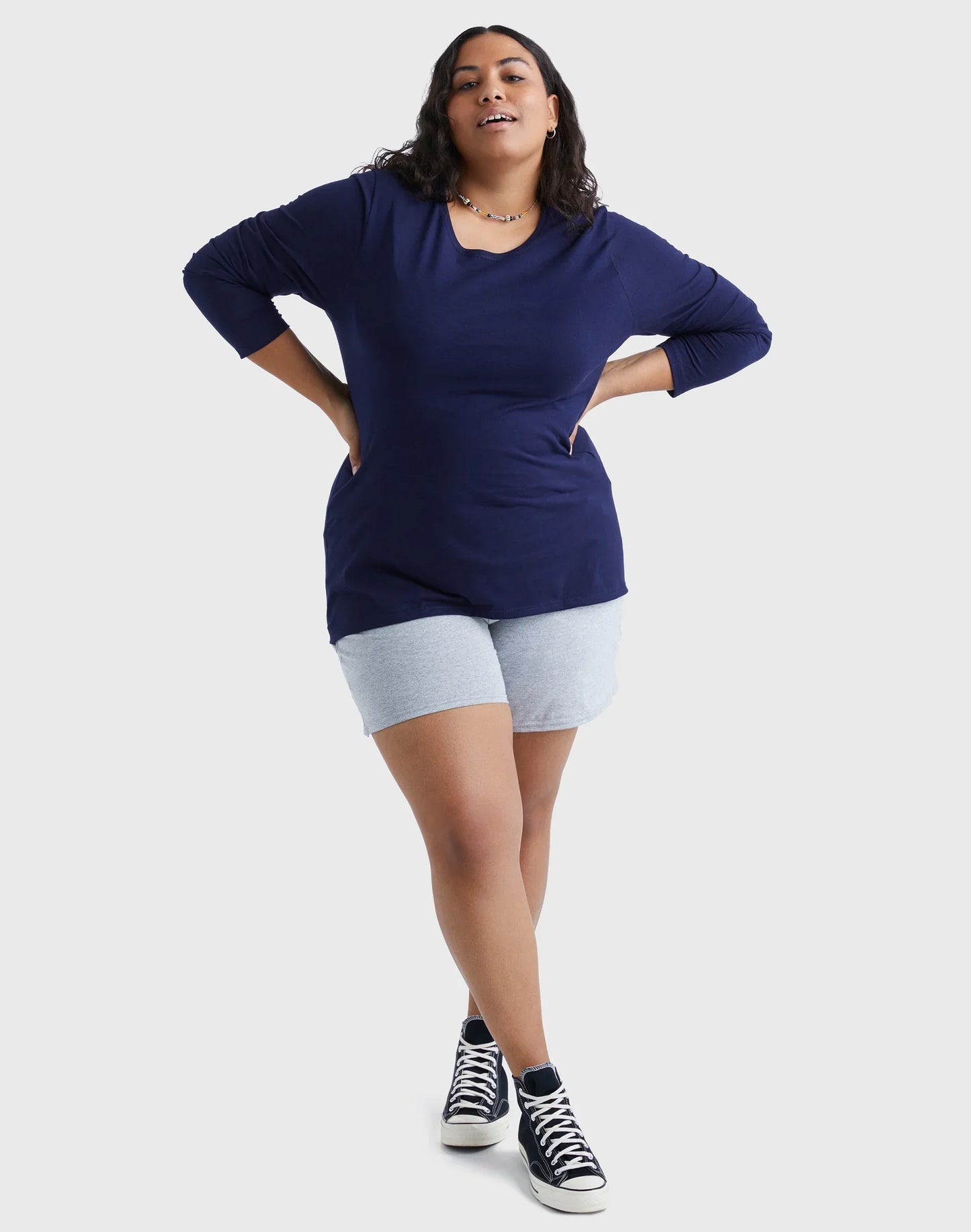 Hanes Women's Long Sleeve Scoop-Neck Cotton T-Shirt (Plus Size)