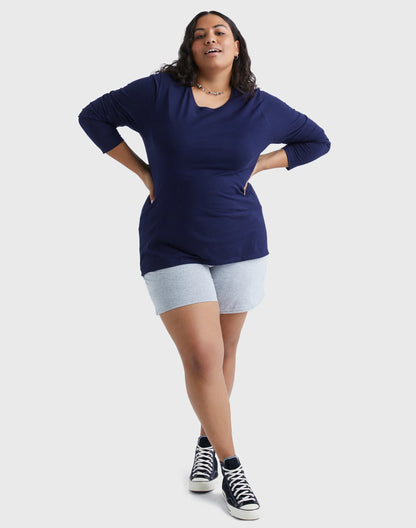Hanes Women's Long Sleeve Scoop-Neck Cotton T-Shirt (Plus Size)