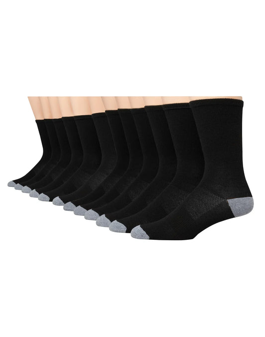 Hanes X-Temp Men's Lightweight Crew Socks, Shoe Sizes 6-12, 12-Pairs