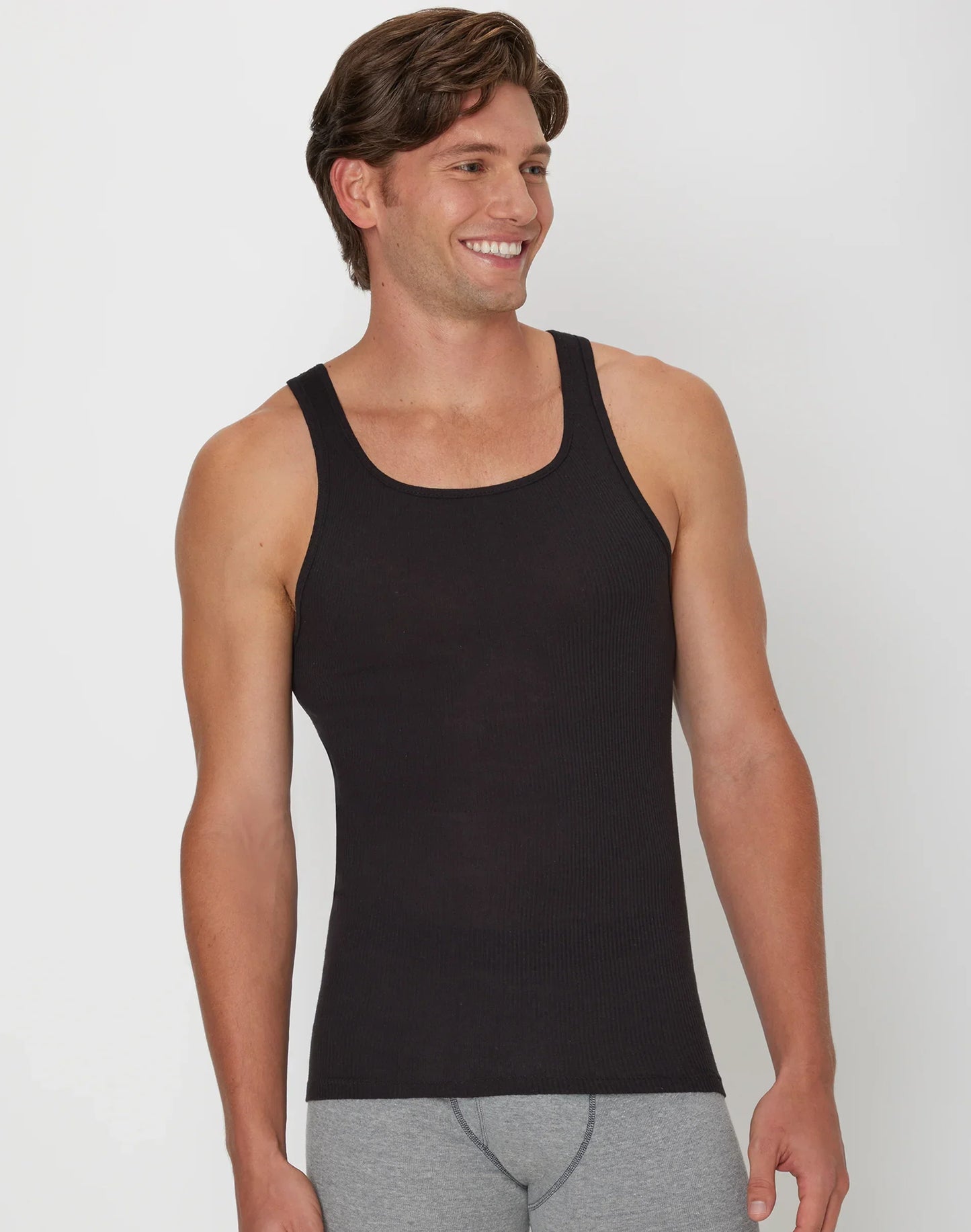Hanes Ultimate ComfortSoft Men's Tank Undershirt, Black/Grey, 6-Pack