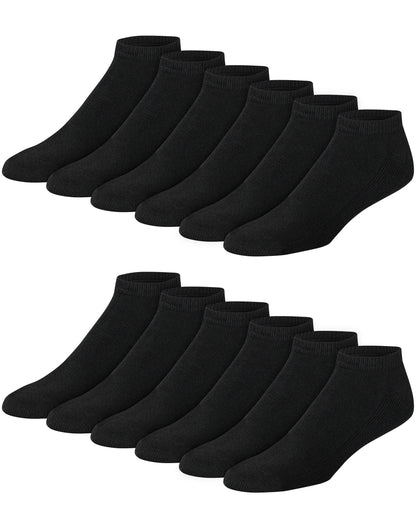 Hanes Double Tough Men's Low Cut Socks, Shoe Sizes 6-12, 12-Pairs