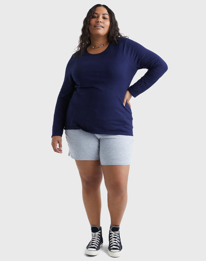 Hanes Women's Long Sleeve Scoop-Neck Cotton T-Shirt (Plus Size)