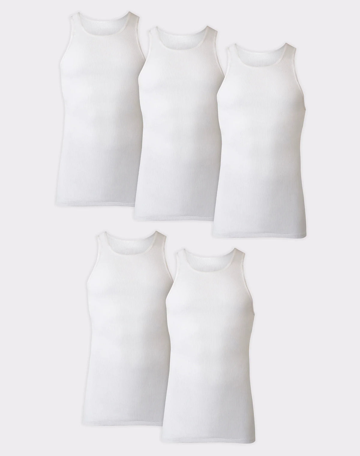 Hanes Ultimate Big Men&rsquo;s White Tank Top Undershirt Pack, Cotton, 5-Pack, (Big &amp; Tall Sizes)