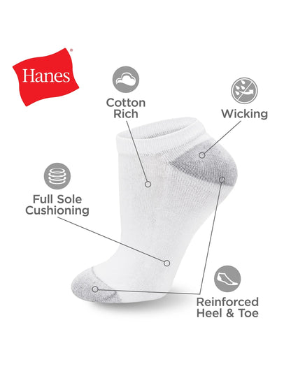 Hanes Women's Athletic No Show Socks, Full Sole Cushion, 10-Pairs