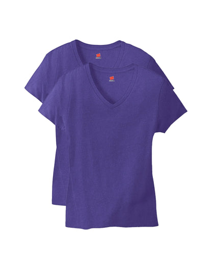 Hanes Perfect-T Women's V-Neck Cotton T-Shirt, Value 2-Pack