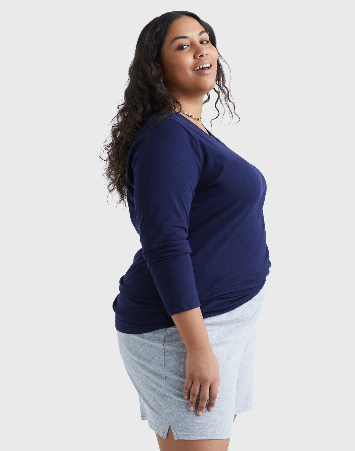 Hanes Women's Long Sleeve Scoop-Neck Cotton T-Shirt (Plus Size)