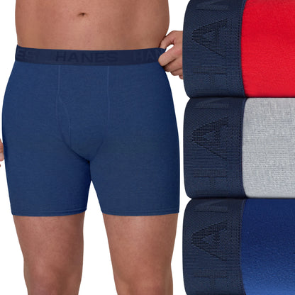 Hanes Ultimate Big Men's ComfortBlend Boxer Brief Underwear, Assorted, 3-Pack (Big &amp; Tall Sizes)