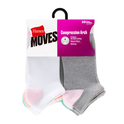 Hanes Moves X-Temp Women&rsquo;s No Show Socks, 10-Pairs, Shoe Sizes 8-12