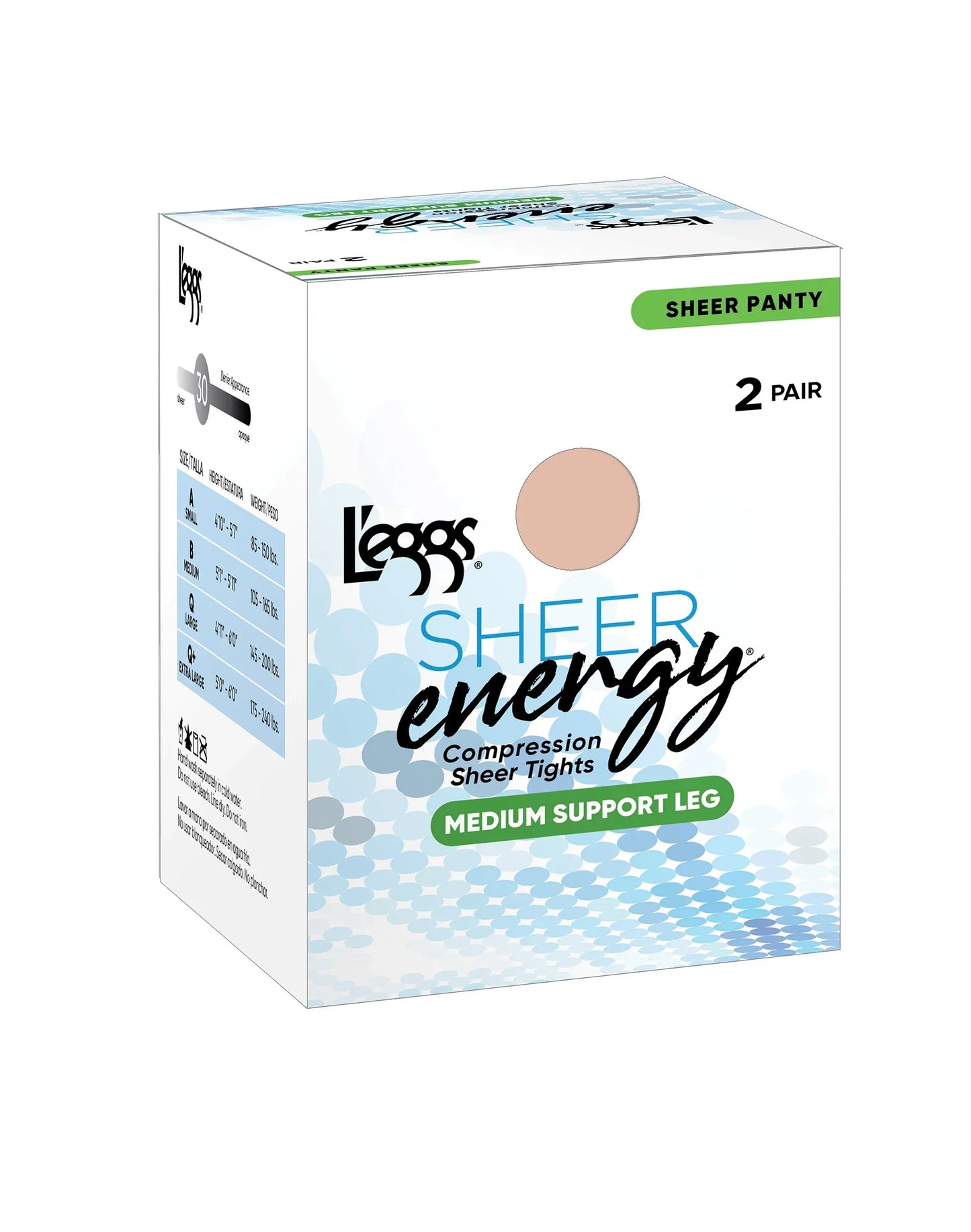 L'eggs Sheer Energy Medium Support Compression Tights, 2-Pairs